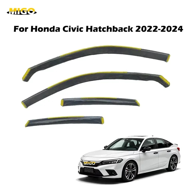 Wholesale In-Channel Window Visor for Honda Civic Hatchback for 2006-2024 PC Injection Rain Guard 4 Pcs