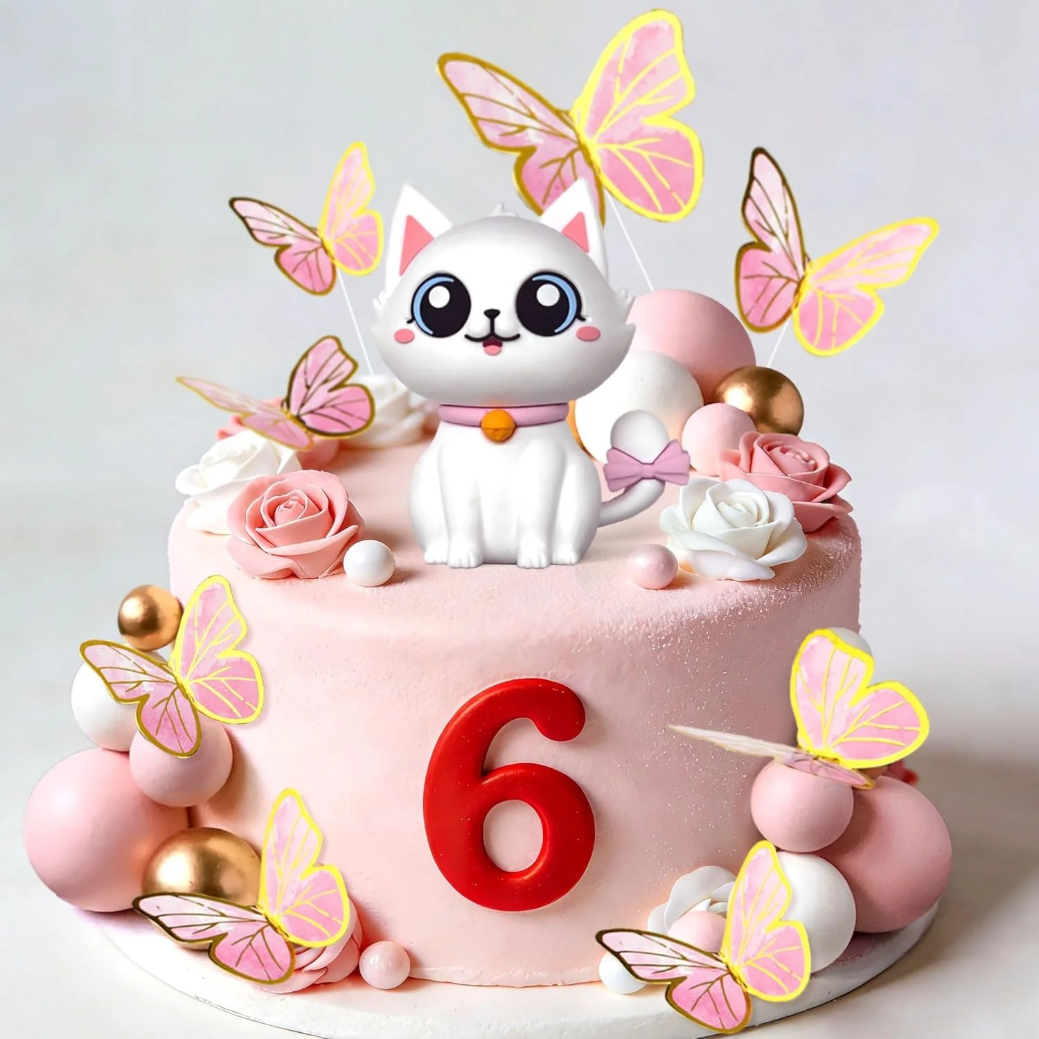 LaVenty Katzen-Kuchenaufsatz, Kätzchen-Kuchenaufsatz S für Katzen-Themen-Geburtstagsfeier, Niedliche Miau-Geburtstagsfeier, Mädchen-Baby-Shower-Party – Detail 4