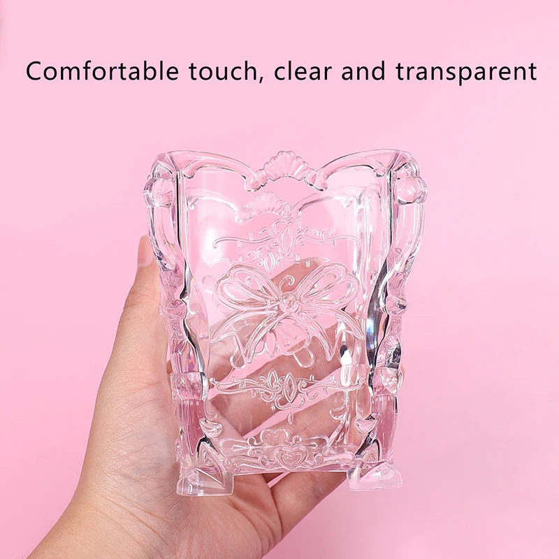 1pc almofada de algodão unhas caixa armazenamento borboleta transparente rosa design guardanapos recipiente escova organizador caso maquiagem ferramentas da arte do prego