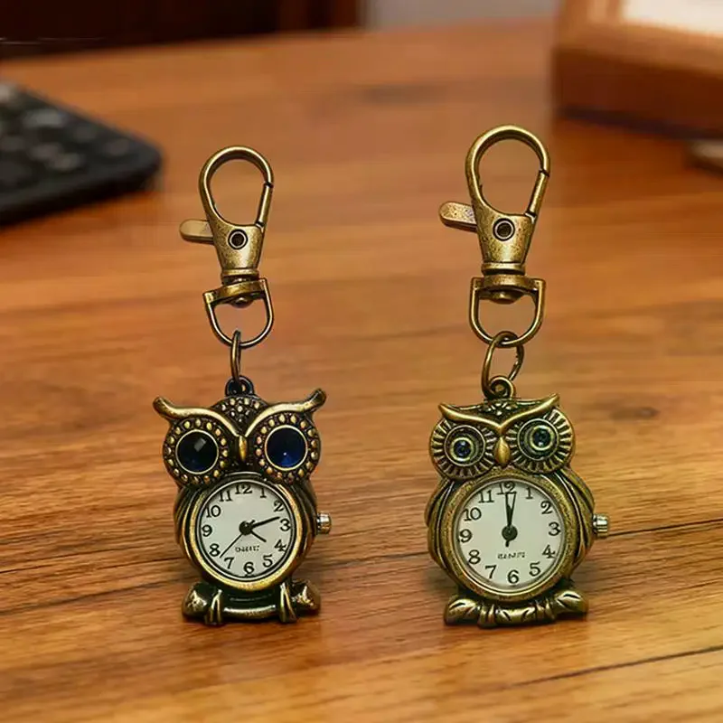 Tiny Cute Owl Shaped Pendant Pocket Watch For Kid Men Women Retro Quartz Pocket Clock Gifts Arabic Numerals Dial