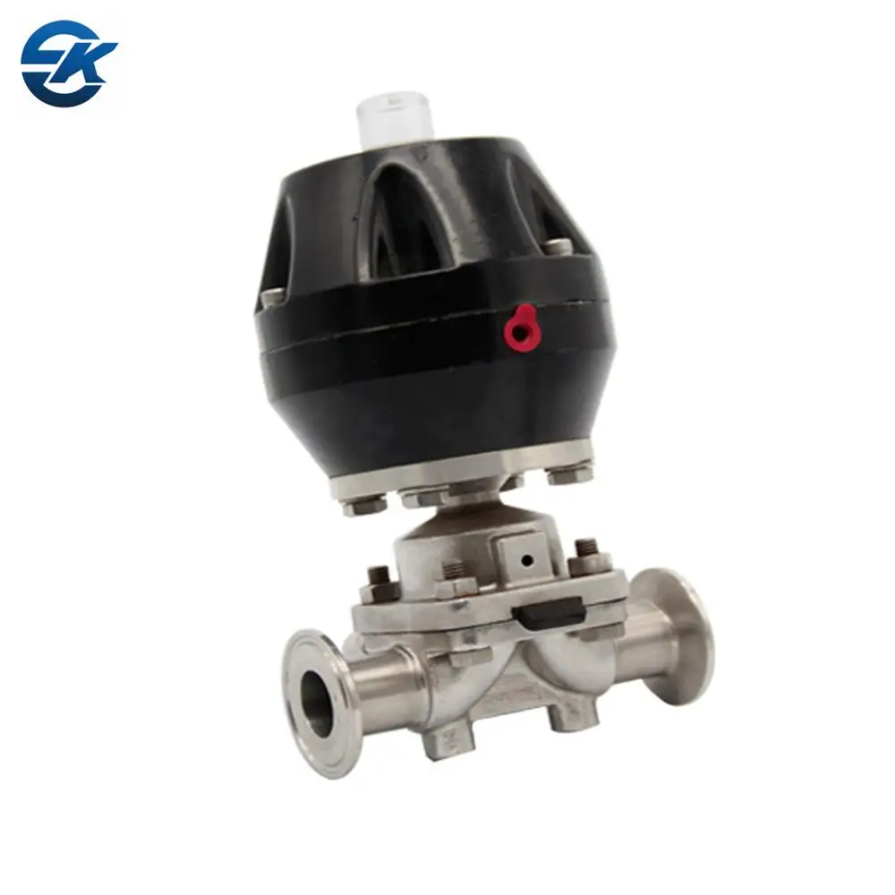 Sanitary Stainless Steel SS316L Plastic Pneumatic Actuator Tri Clamp Straight Diaphragm Valve