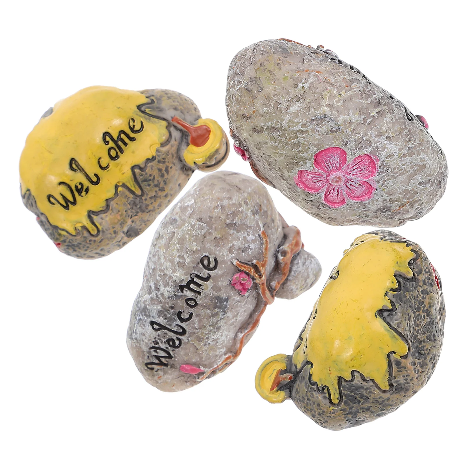 

4pcs Moss Micro Landscape Resin Crafts Garden Adornment Miniature Stone Decorations Lightweight Realistic Mossy Rocks For