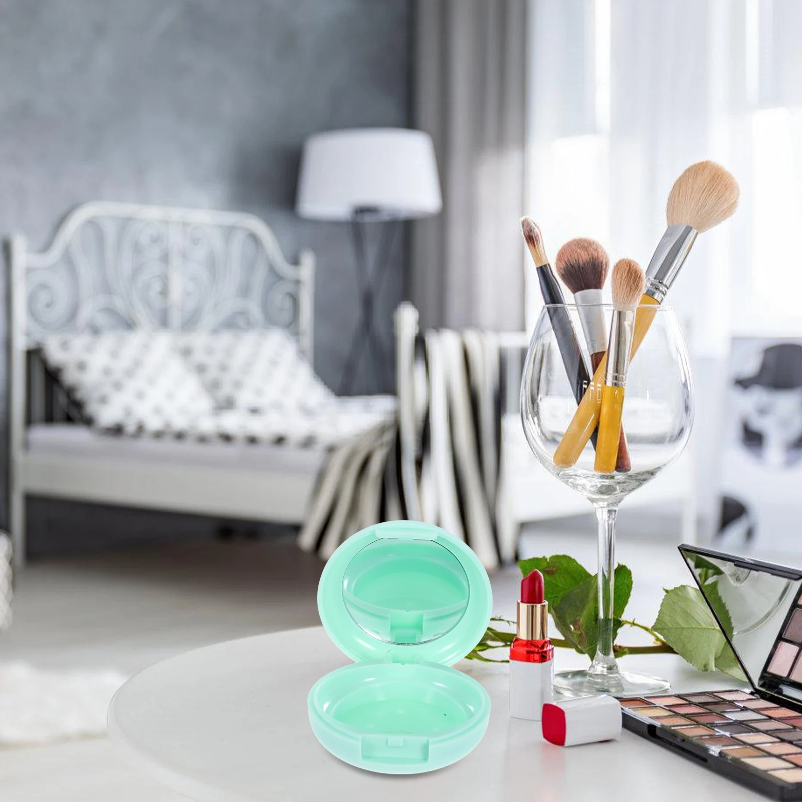 

Blush Empty Box Mirror Compact Powder Puff DIY Highlighter Pressing Plate Portable Makeup Storage Body Paint Sponge Small