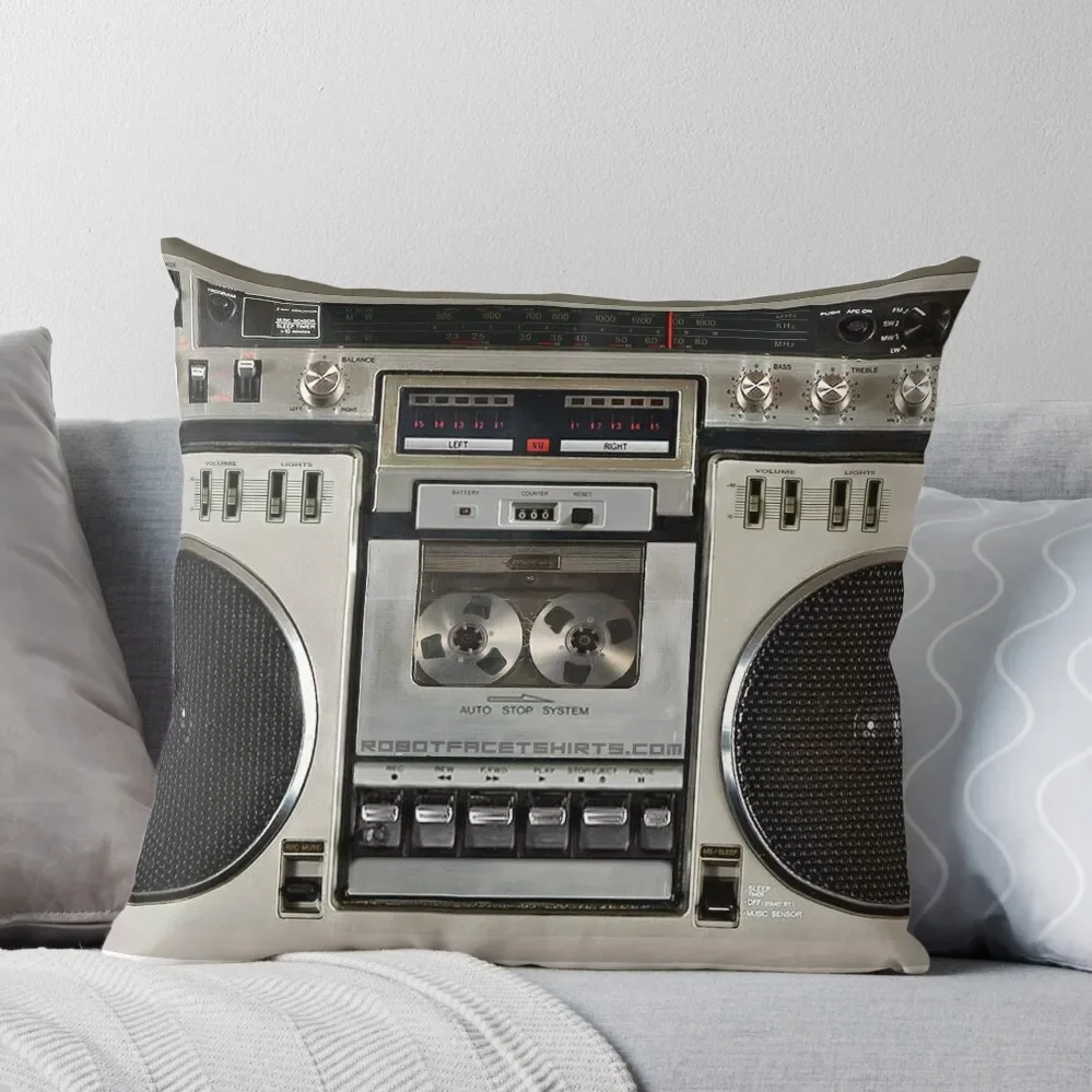 Vintage 80s Boombox Ghettoblaster Throw Pillow home decor items luxury decor Christmas Pillowcase