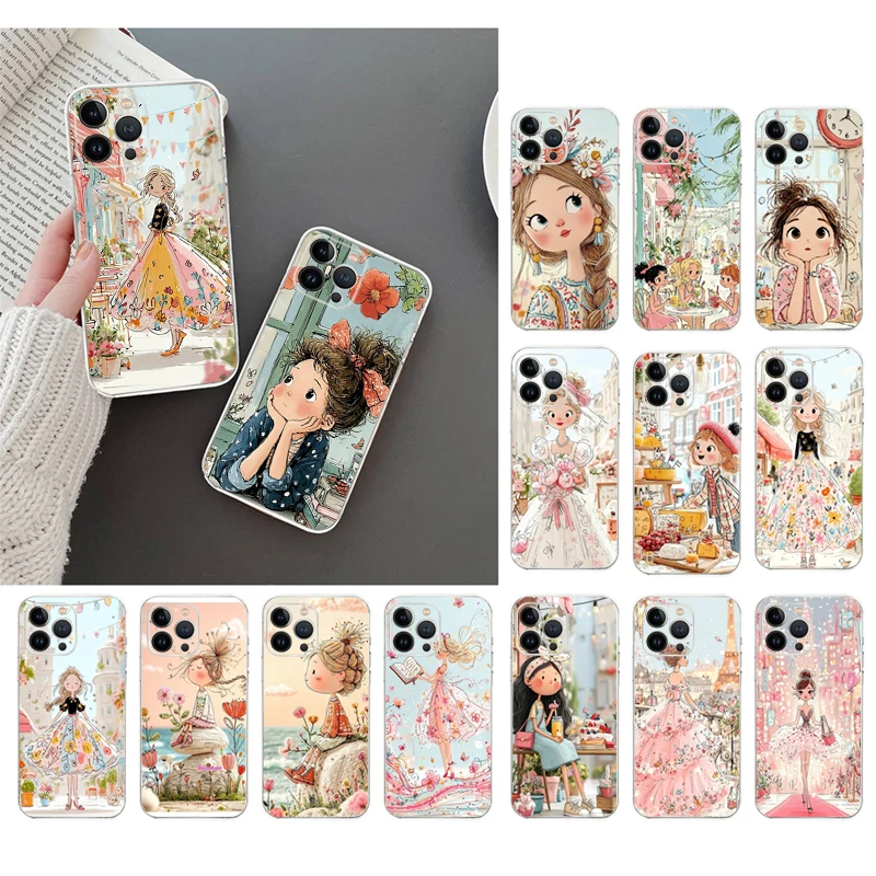 

Lovely Girl Phone Case Carcasa Funda For iPhone 17 Pro Max Air 16 15 14 13 Pro Max 15 16 Pro 15Plus Case