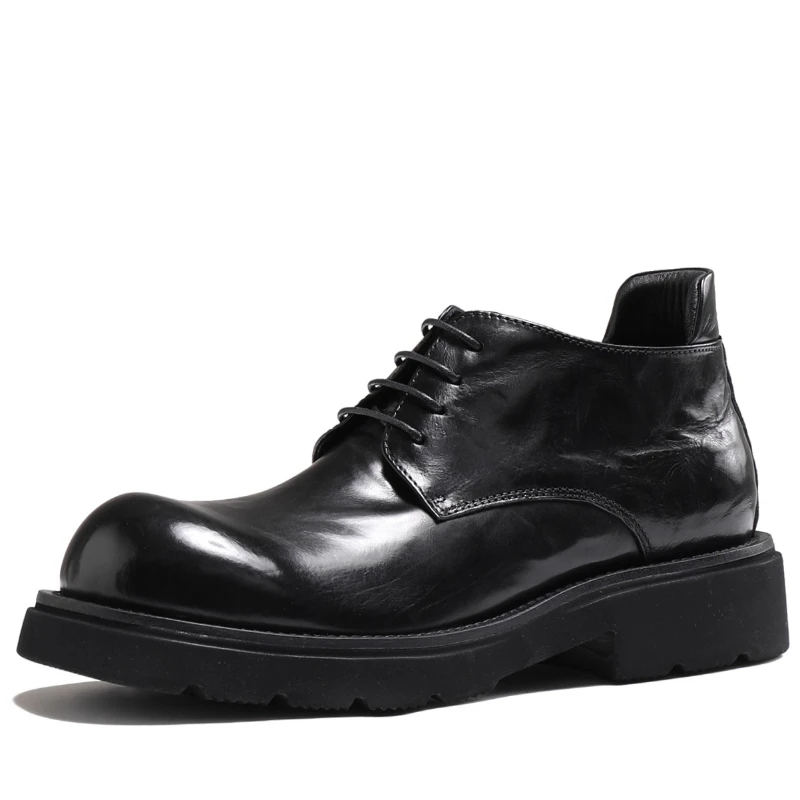 

British Design Fashion Genuine Leather Thick Bottom Shoes for Men's Business Casual High Top Work Shoe Male High-top Derby Shoes