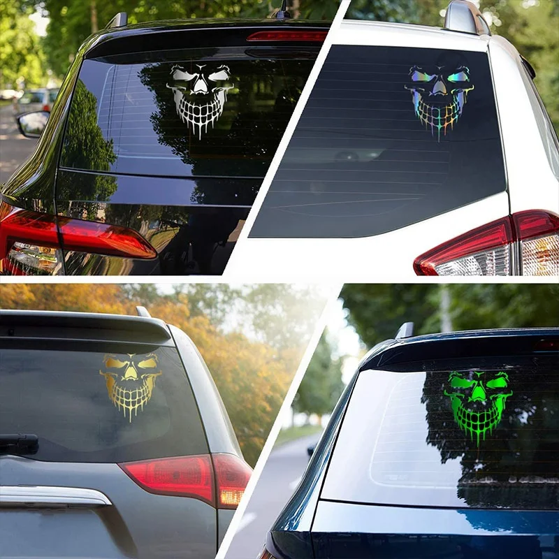 Car Skull 3D Vinyl Reflective Film Funny Stickers Decals Auto Motorcycle Waterproof Car Styling Decoration Exterior Accessories