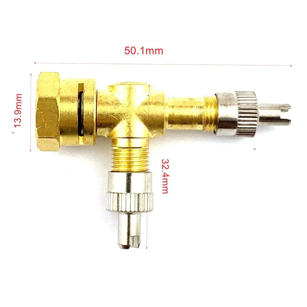High Quality 3-Way TPMS Valve Copper Tire Accessories Tee Adapter‘ Tire Pressure Gauge Connector