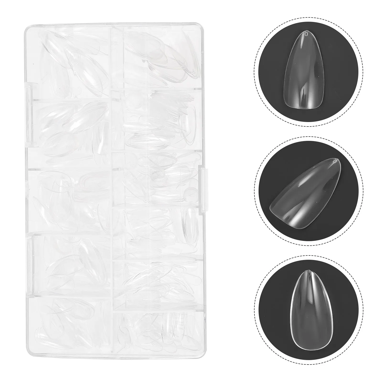 

500Pcs Clear False Nails Invisible Almond Nail Tips Full Cover Self Adhesive Nail Art Supplies for Party Wedding Daily Wear