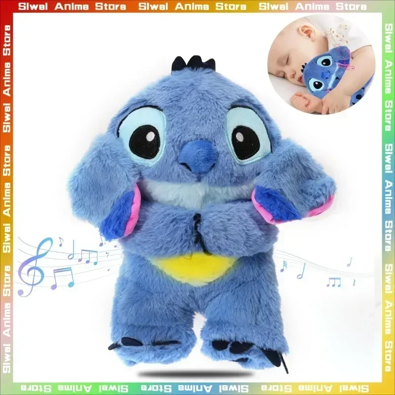 Stitch Plush Doll Baby Sleeping Companion Kawaii Anime Stitch Angel Plush Doll with Air Bag and Light Breathing Baby Toys Gifts