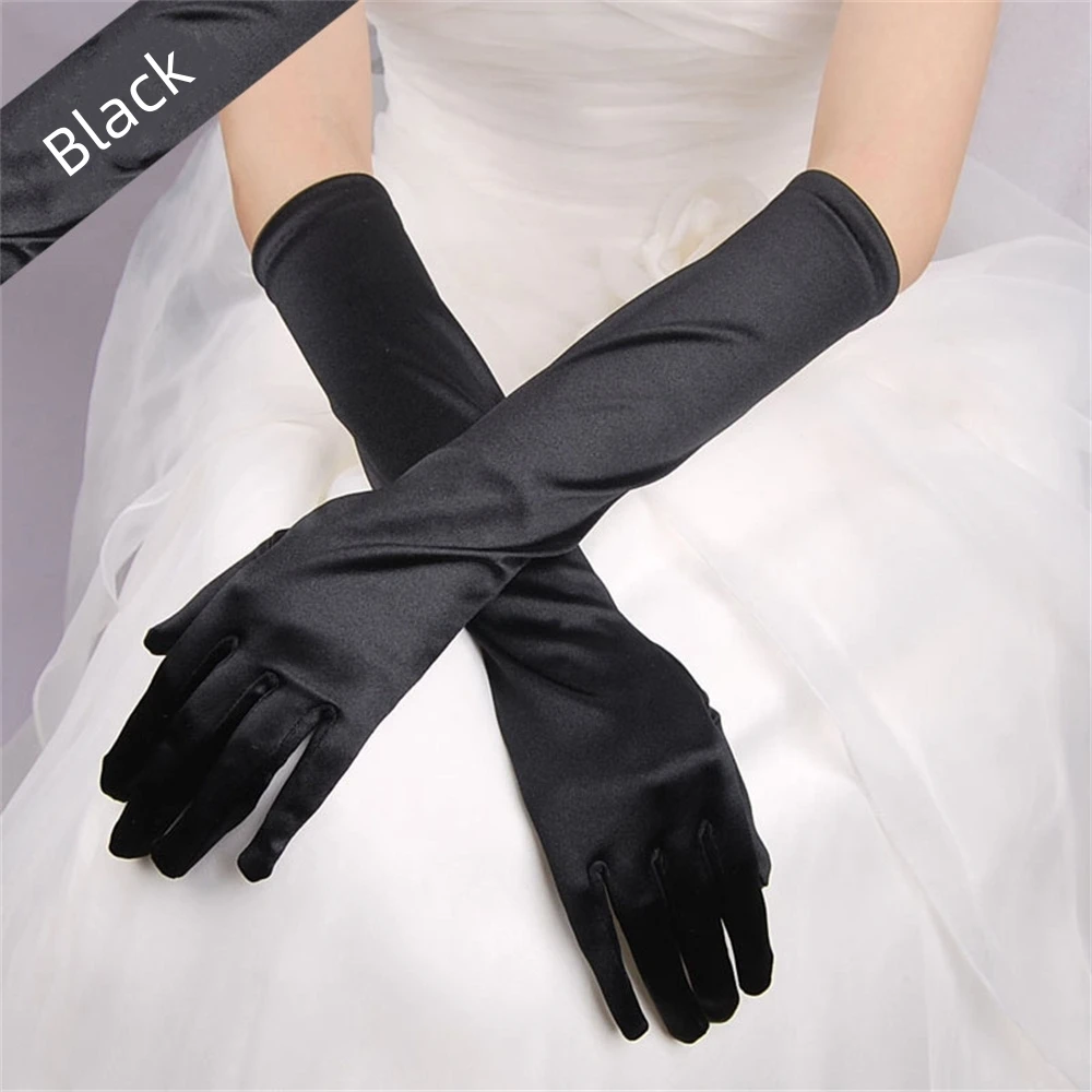 

1 Pair Satin Long Bridal Gloves High Quality Fashion Elegant Vintage Mittens for Women Wedding Party Accessories Cosplay Prom