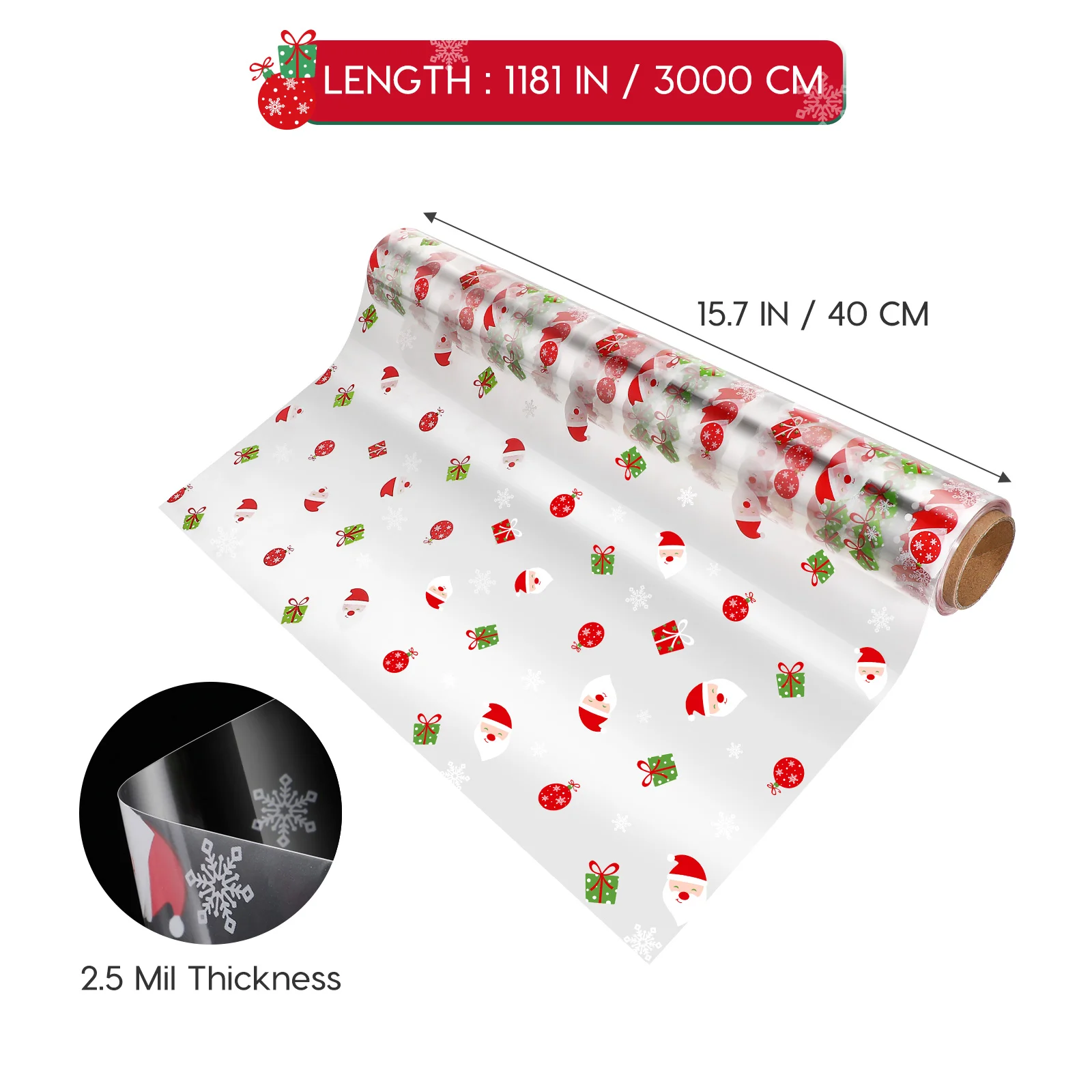 Christmas Gift Paper Papa Noel Wrapping Papercraft Rolls for Cellophane Red Gifts Hamper Bouquet