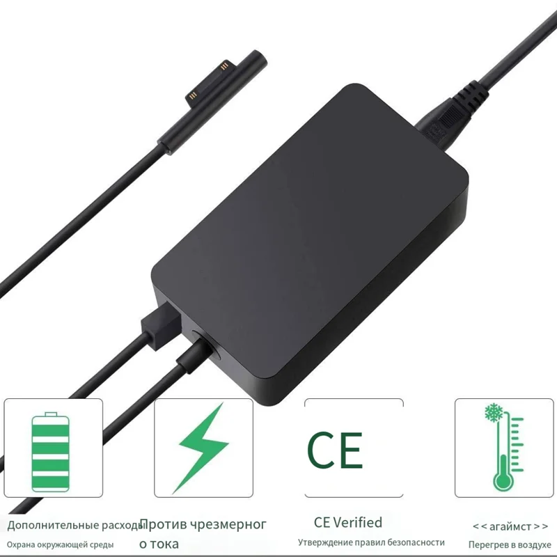 Zasilacz do Microsoft Surface 45W 65W Adapter do Microsoft PlePro 3 Pro 4 Pro 5 Pro 6 Pro 7, szybkie ładowanie 5V 1A, 15V, 4A