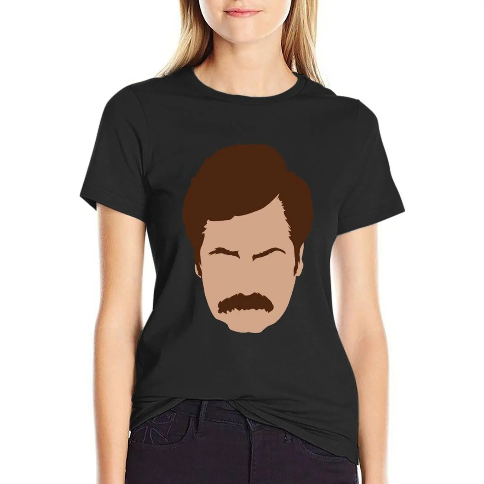 Camiseta de Ron Swanson para mujer, moda coreana, tops de verano, vestido de camiseta occidental