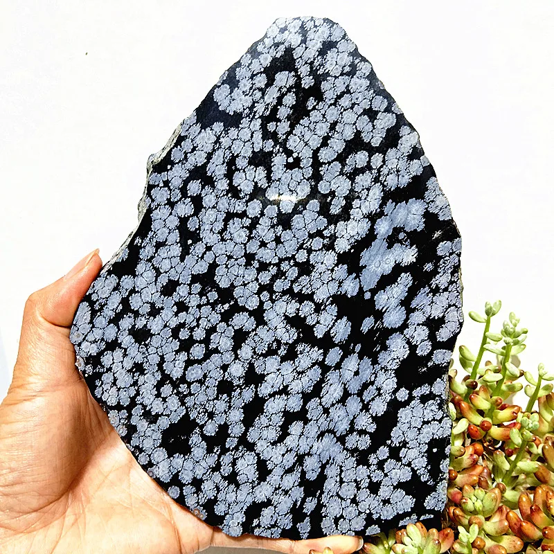 

Natural Stone Snow Flake Obsidian Tablet Meditation Chakra Spiritual Healing Energy Feng Shui Crystal Room Ornament