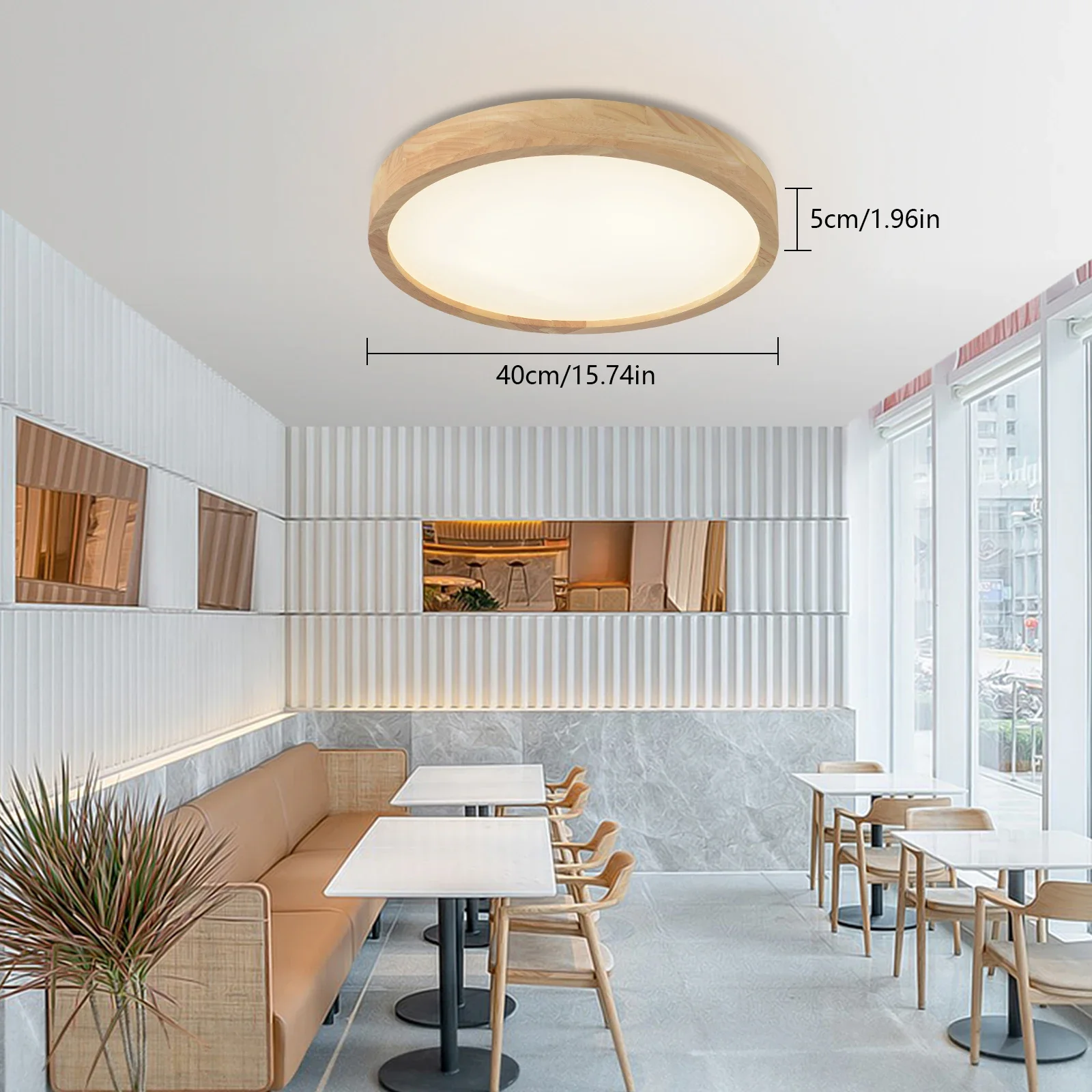 Modern Wood LED Ceiling Light Fixture, Simple Log Flush Mount Ceiling Lamps, Low Profile Circle Ceiling Lamp for Bathrooms