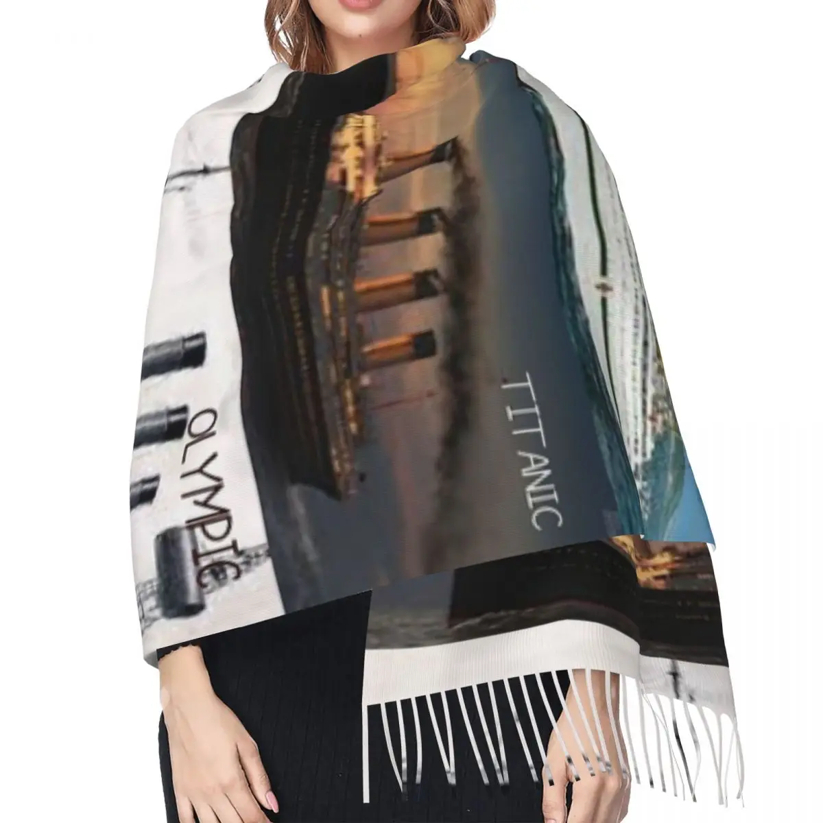 Titanic Britanic Zus Schip Ijsberg Witte Ster Liners Sjaal Sjaals voor Vrouwen Zachte Warme Sjaals en Wraps Grote Sjaal Wrap