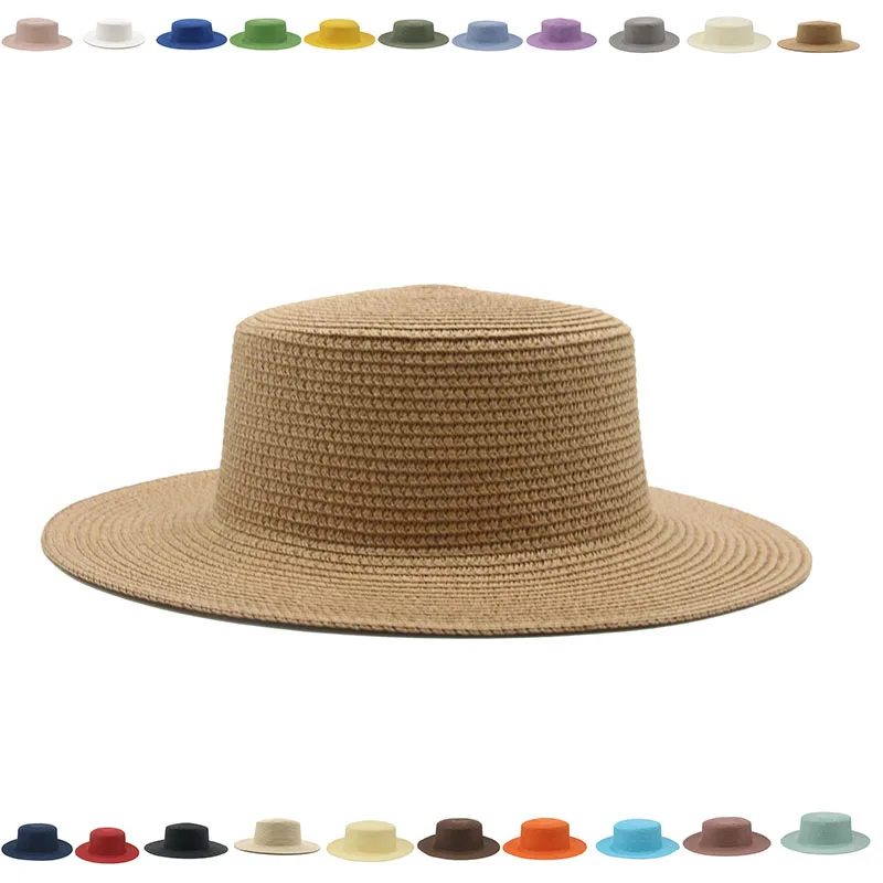 Sun Hats Women Men Caps Flat Top Wide Brim Straw Hat Summer Beach Casual White Black Bucket Hats for Women Men Gorras Para Mujer