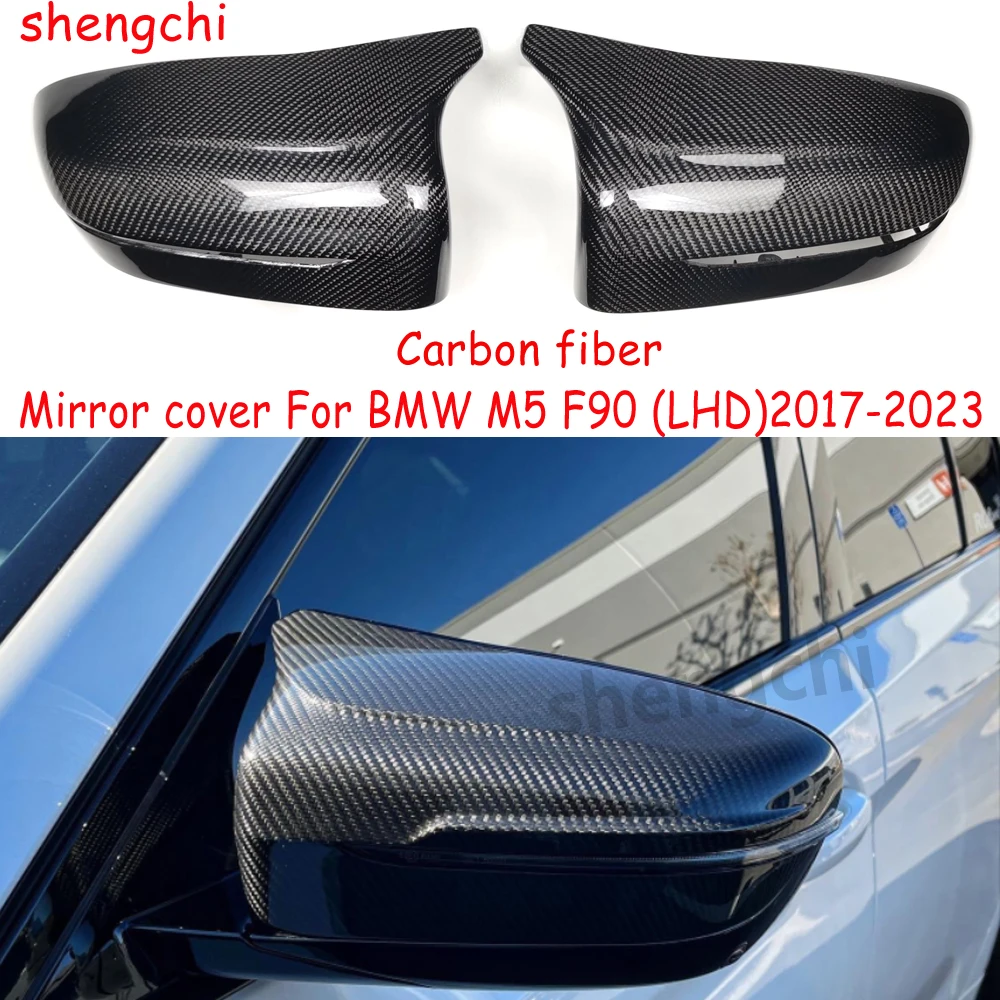 M5 F90 Carbon Fiber Side Door Rear view Mirror Cover Caps For BMWF90 M5 LHD Sedan Mirror Cover Car Accessories 2017-2023