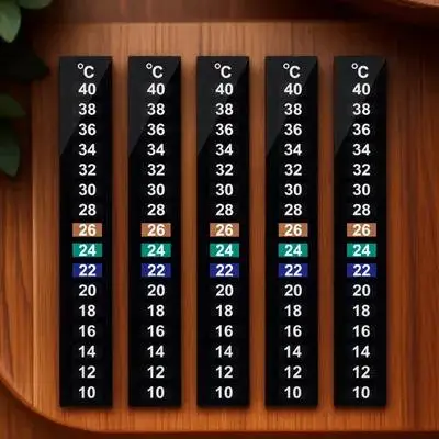 

10pcs Lcd Thermometer Strip 10°-40°C Color Change Adhesive Temperature Indicator For Aquarium Fish Tank Stick On Waterproof