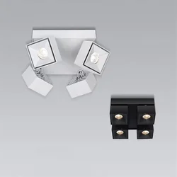 Square mounted LED spotlights 1/2/3/4/ head. Folding living room without main light COB ceiling grille light dimmable downlight