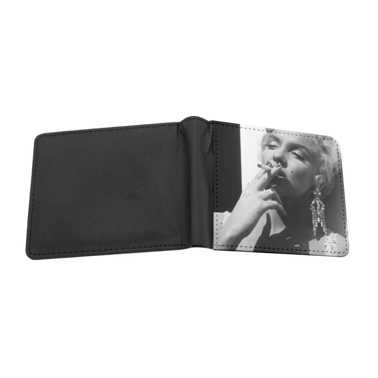 Marilyn Monroe Smoking Personalized Men's Leather Wallet Credit Card Pouch Purse Marilyn Monroe Smoking Cigarette Black And