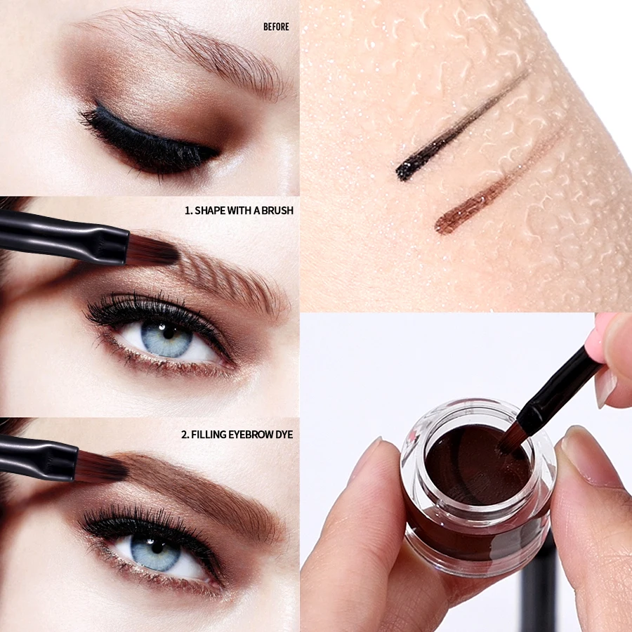 Nyf Gel Eyeliner Set, Tattoo Eyeliner Waterproof Smudge Proof Eyeliner Gel Eye-liner Pot Cream Eyeliner Tool with Gel Liner Brus