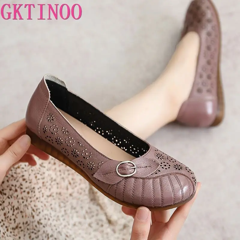 GKTINOO scarpe estive in vera pelle donna mocassini cavi donna ballerine ballerine autunno scarpe basse con suola morbida sandali donna