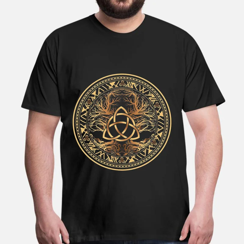 

0415 Yggdrasil tree of life Gift T-Shirt Viking Runes Norse Myths Graphic clothes 100% cotton printed Tee All size tops S-6XL