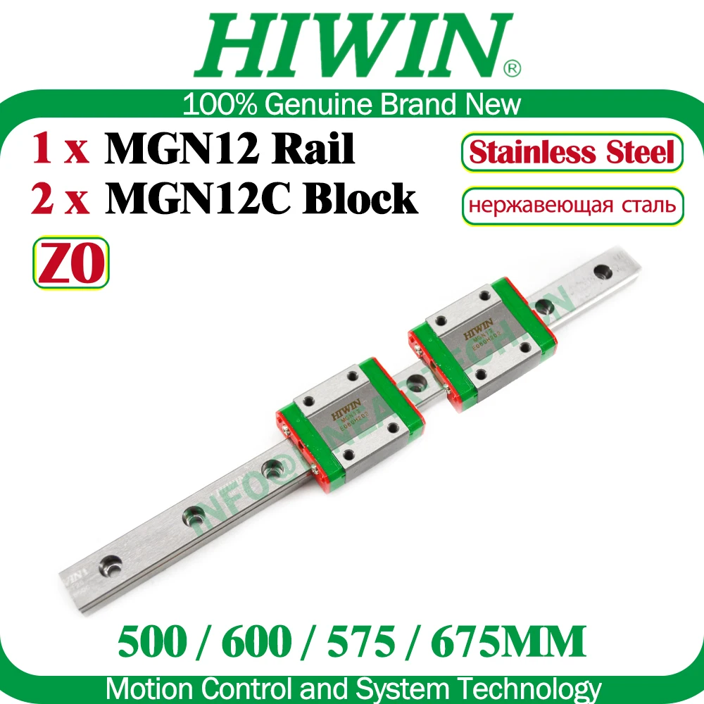 HIWIN MGN12C Z0 575mm 675mm Dual Carriage Stainless Steel MGN12 Rail 500 575MM HIWIN MGN12C Block Z0 3D Printer  Linear Rail Kit