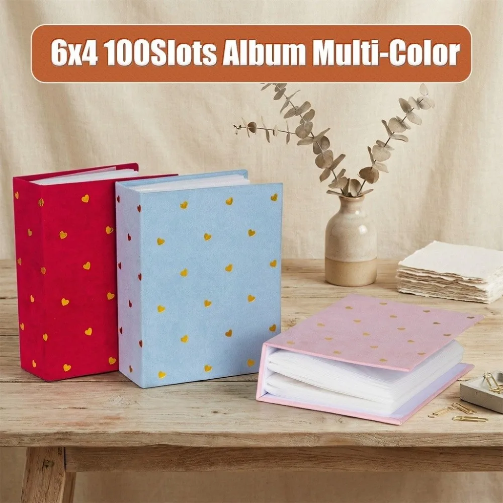 6 Inch 100 Pockets Photo Album Laminated Large Capacity Slip-in Picture Albums Insert Pocket Cloth Cover Picture Album