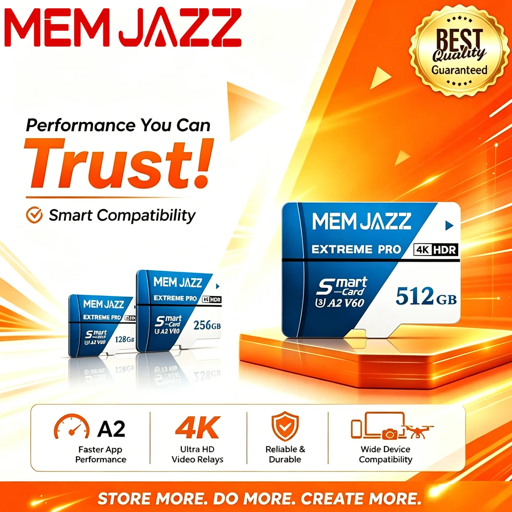 High Speed SD Card 64GB 128GB 512GB Micro TF SD Memory Card U3 V30 A2 for Smartphone Tablet 4K Video up to 100MB/s