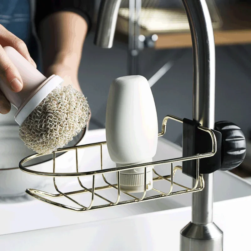 Eisen Wasserhahn Rack Badezimmer Einfache Hängenden Korb Küche Waschbecken Lappen Abfluss Lagerung Rack Robust und Langlebig Badezimmer Rack Rack