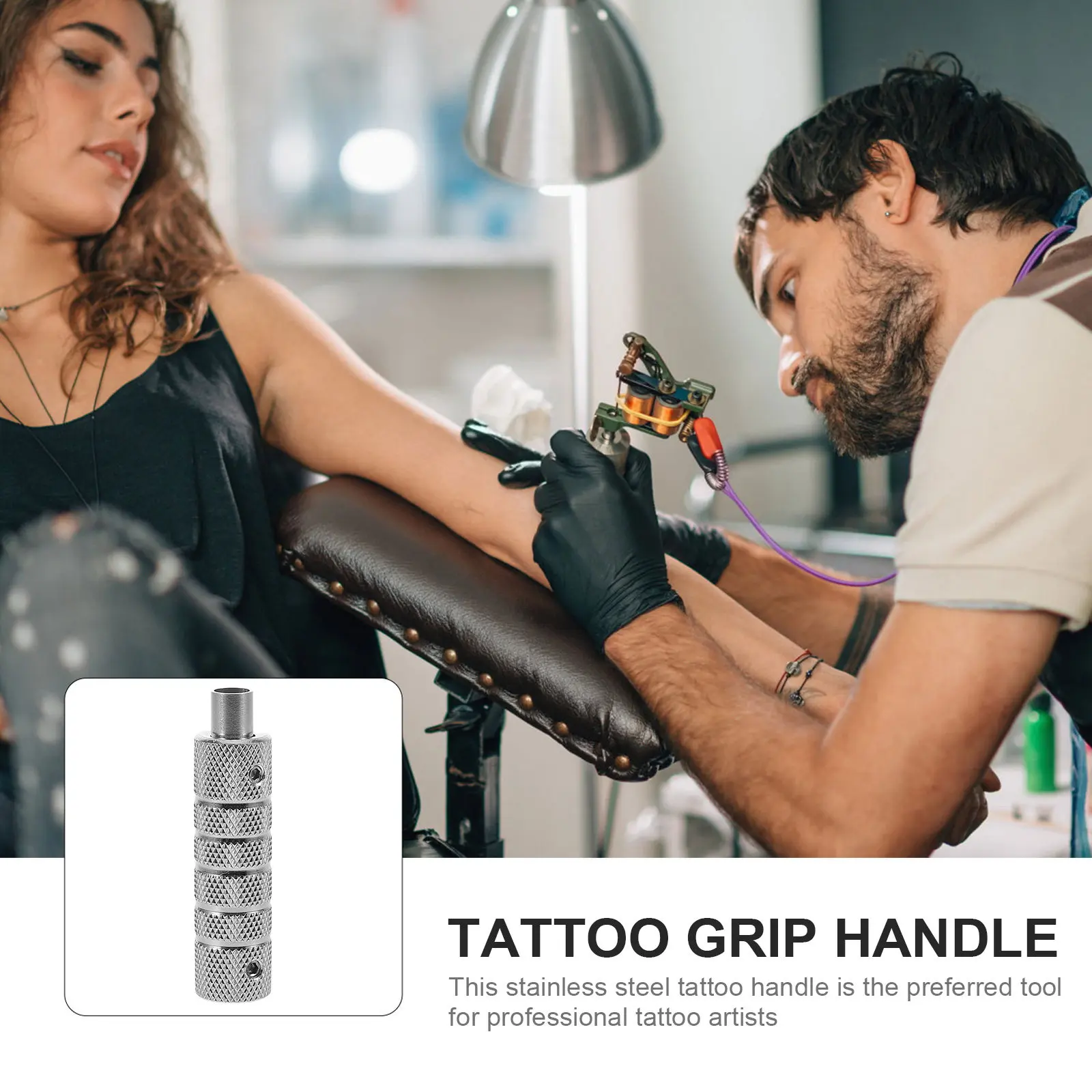 16Mm Stainless Steel Motor Tattoo Handle Anti-Slip Comfort Grip Replaceable Tube Efficient Precision Tattooing Tool Tattoo Grip