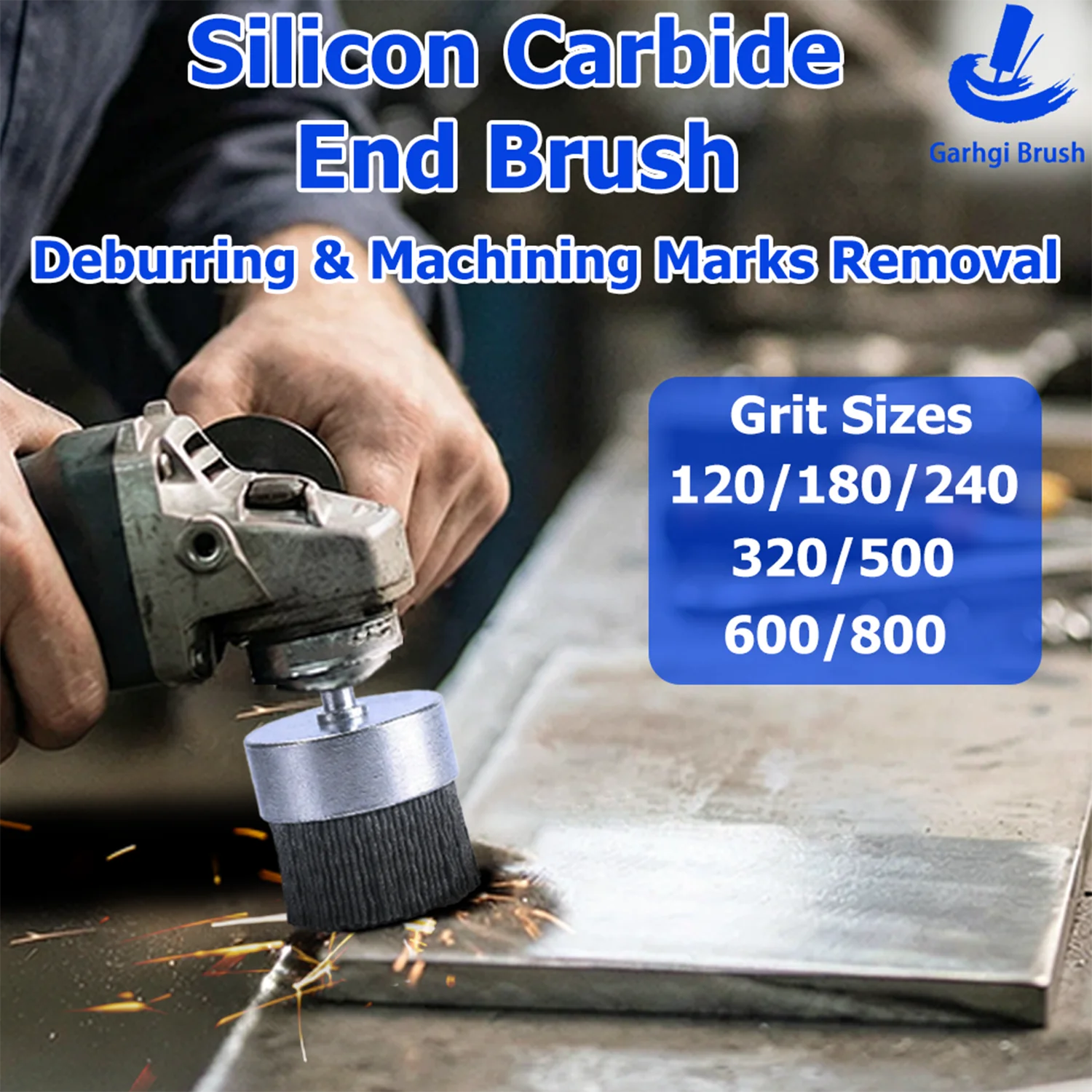 180Grit Silicon Carbide Deburring Brush Abrasive Nylon Filament Machining Marks Removal Surface Finishing Metal Cast Iron Steel