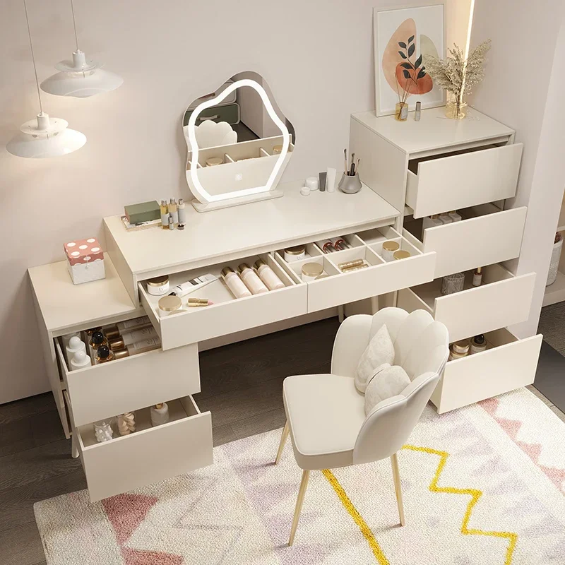 

Cabinet Dressing Table Mirrors Makeup Storage Drawers White Dresser Nightstands Bedroom Meuble De Rangement Home Furniture