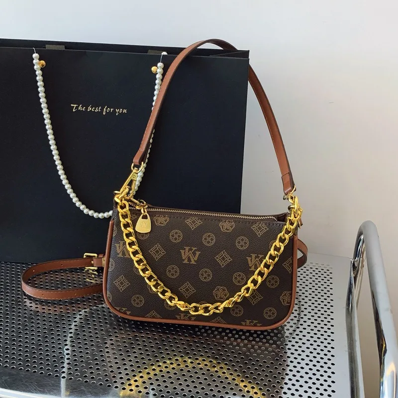 

‌2025 New Vintage Monogram Chain Bag - Women's Small Crossbody/Shoulder Bag, Elegant & Stylish, Premium Leather Handheld Purse