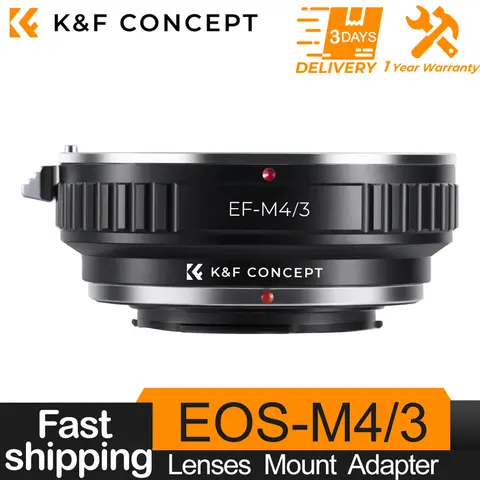 K&F Concept EOS-M4/3 Lens Adapter for Canon EOS EF Lens to M4/3 MFT Camera Body for Olympus PEN and for Panasonic Lumix Cameras