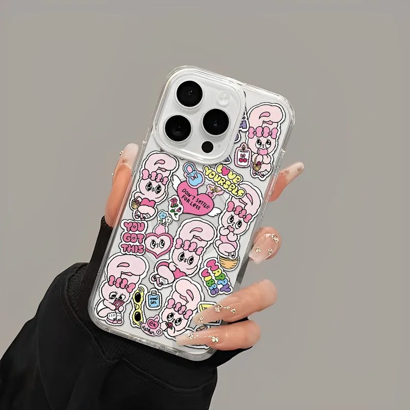 Cartoon Konijnen Magnetische Telefoon Case voor iPhone 17 16 15 14 13 12 11 8 7 Air Plus Pro Max X XR XSMax Soft Clear Tpu Cover