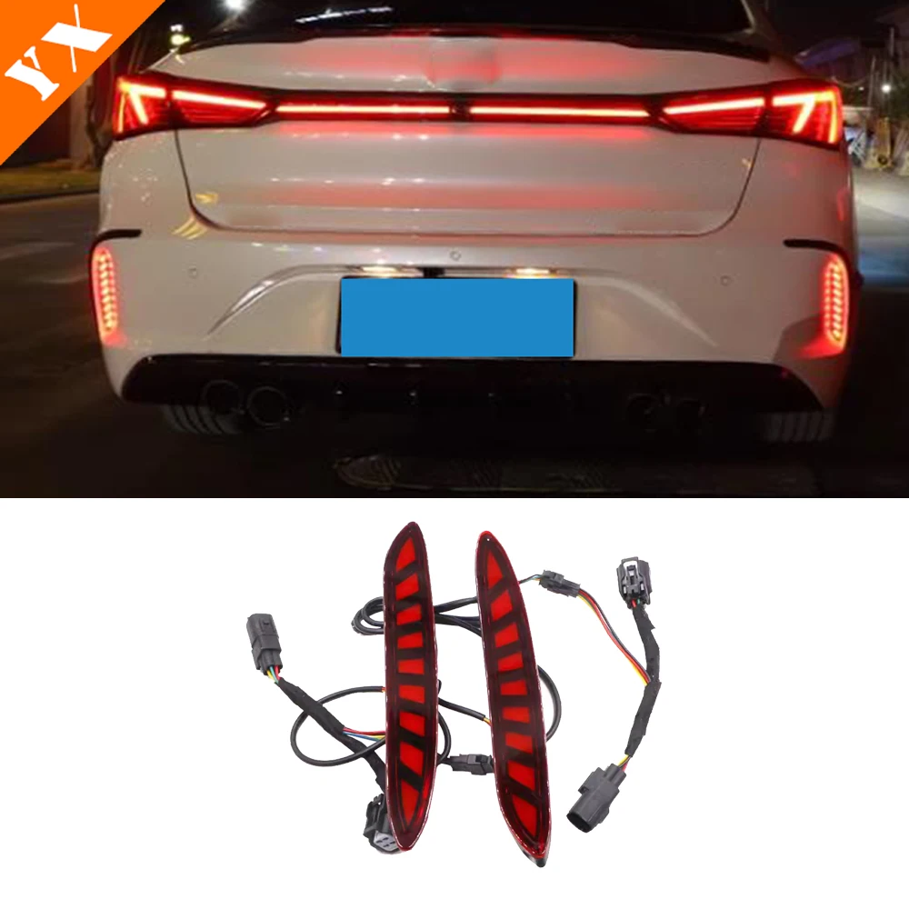 For Changan EADO plus Accessories 2020-2024 LED Car Rear Bumper Lamp Through Light Auto Rear Fog Light Decoration Replacement