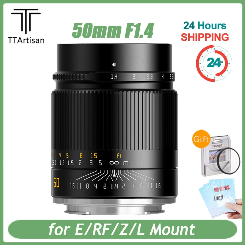 

TTArtisan 50mm F1.4 ASPH Full Frame Lens Manual Focus for Sony E Canon RF Nikon Z Sigma Lumix Leica L Mount Cameras lenses