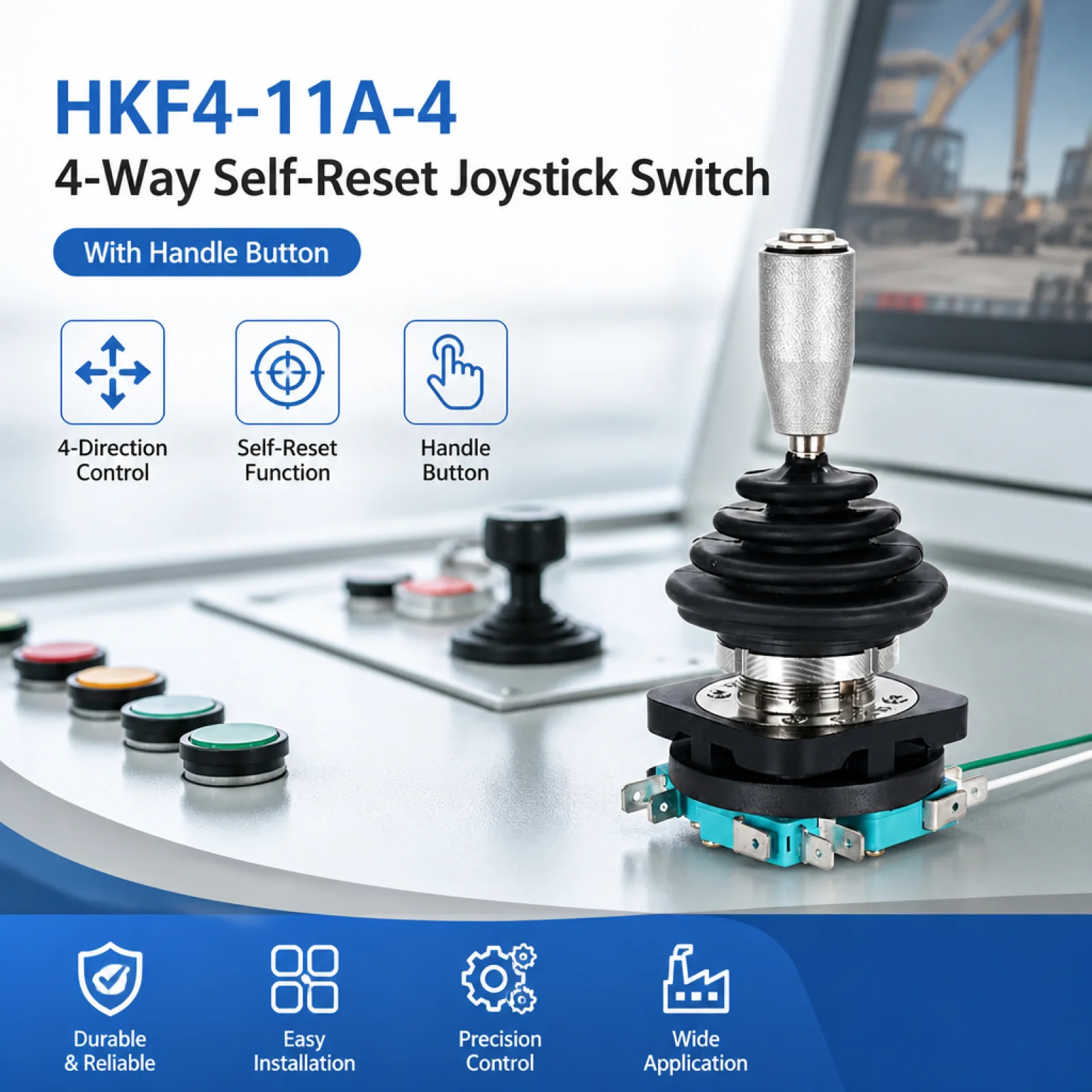 Joystick Switch Spring Return Self Centering Multi Directional Handle for Automation Equipment and Crane Operation