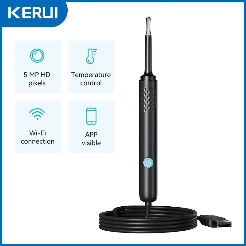 KERUI Ear Wax Removal Endoscope Otoscope Earwax Remover Tools With 5MP FHD Camera Waterproof Cleaning Clean Scope Kit APP Visual