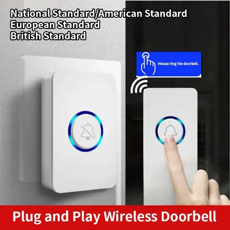 Electronic Wireless Doorbell with LED Flash Remote Control for Home Apartment Business US UK EU Doorbell Buttons and Speakers