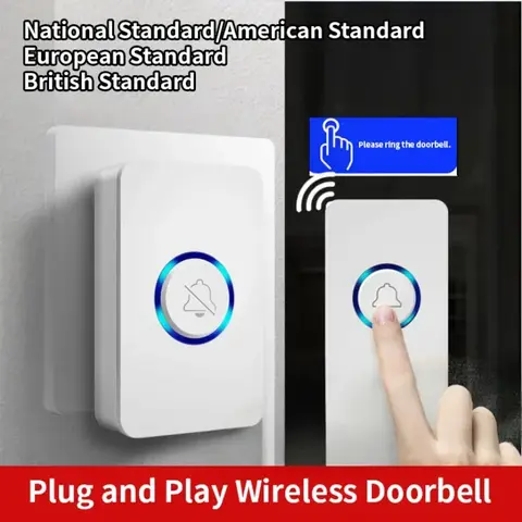 Electronic Wireless Doorbell with LED Flash Remote Control for Home Apartment Business US UK EU Doorbell Buttons and Speakers