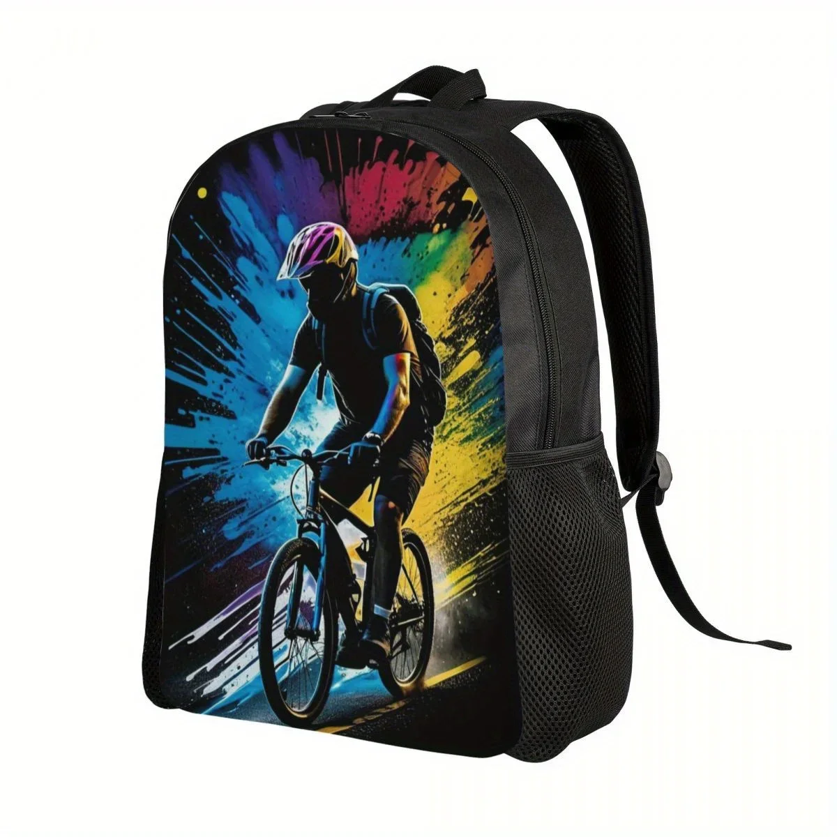 Bonita mochila estampada para montar en bicicleta, mochila de viaje para hombres y mujeres, bolsa ligera para computadora, bolso de hombro para computadora portátil