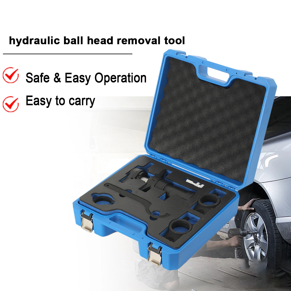 Juego de herramientas universal para separar rótulas hidráulicas: 3 mordazas ajustables de 19-28 / 25-30 / 30-36 mm, herramienta hidráulica para desmontar rótulas, para automóviles, camiones y SUV.