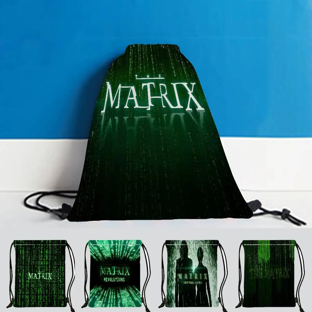 T-The M-Matrix Movie 1 قطعة حقيبة ظهر برباط حقيبة ظهر بسلسلة أكياس السرج حقيبة السائبة للمدرسة اليوغا رياضة رياضة السفر