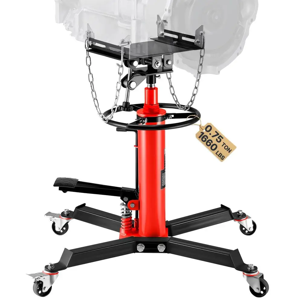 

Transmission Jack,0.75 Ton 1660 lbs Capacity Hydraulic Telescopic Transmission Jack, 2Stage Floor Jack Stand with Foot Pedal, 3