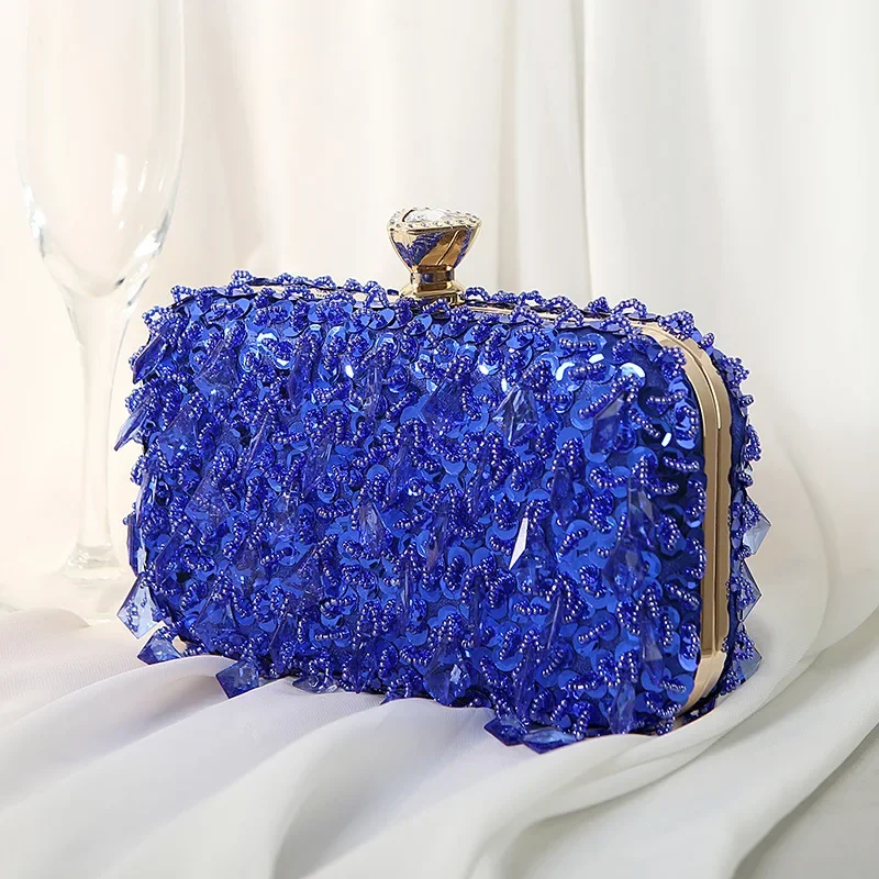 Hand-beaded Sequin Handbags Women Fashion Luxury Cocktail Prom Clutches Wedding Party Evening Bag Purple Black Blue Green Purses